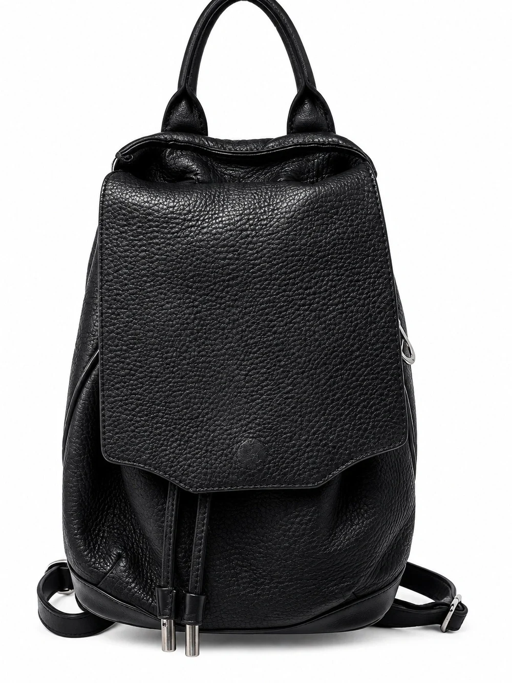 Black Rag & Bone Black Pebbled Leather Backpack Drawstring Mini Backpack - Women
